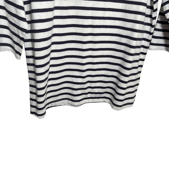 Cactus + Pearl Blouse Women's Medium Striped 3/4 Sleeve Crab Metallic Top - Picture 3 of 9